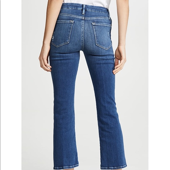 NEW • Frame • Le Cropped Mini Bootcut Jeans Rips - Picture 4 of 5